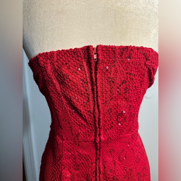 Elegant long mermaid heart shaped wine color night cocktail dress woman size L - Picture 4 of 11